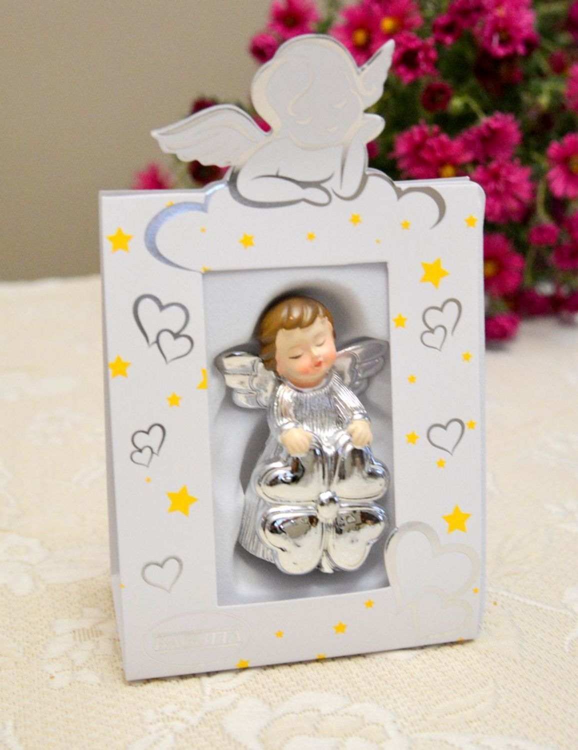 Pamiątka Chrztu Świętego figurka Aniołek z koniczynką BG2155-07.jpg