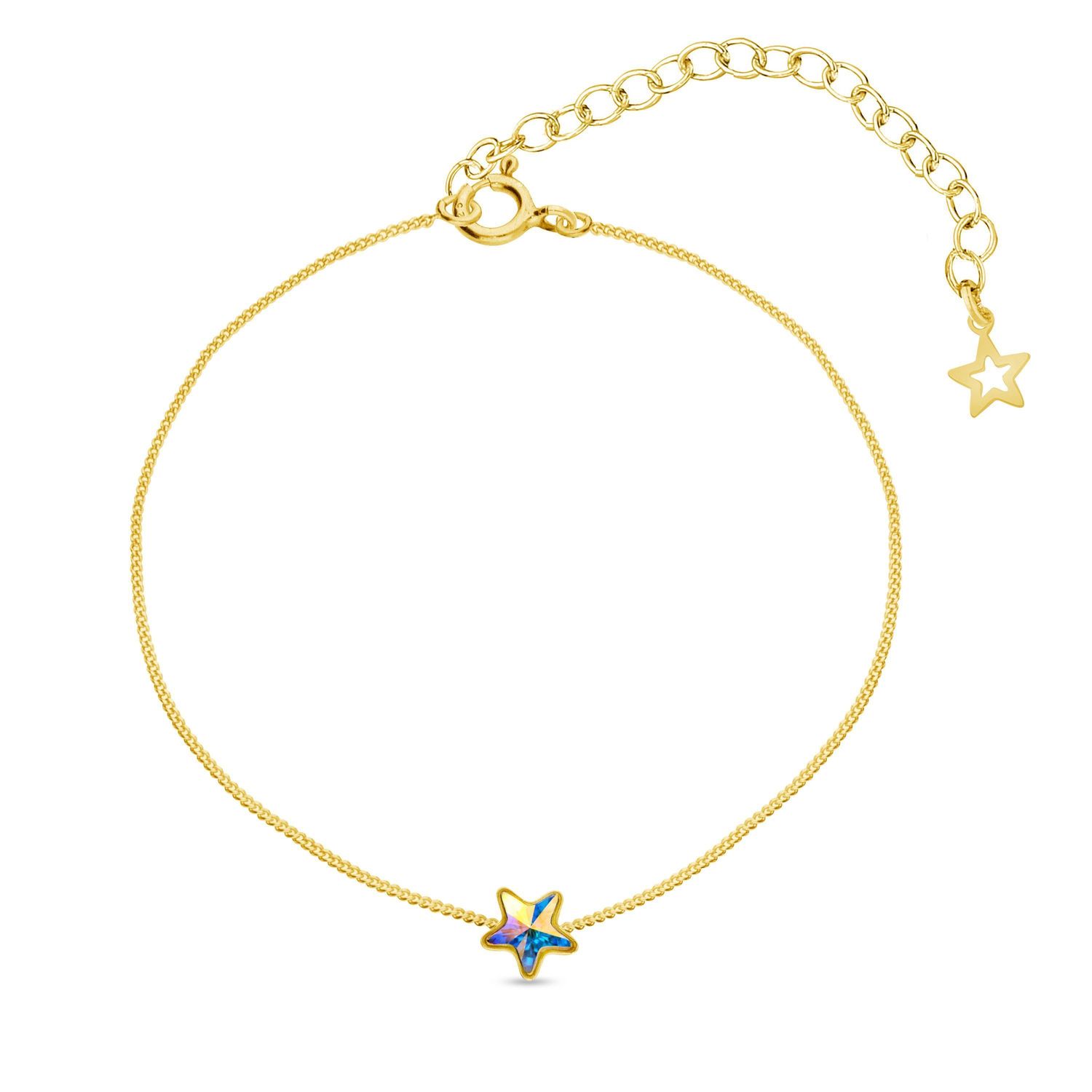 Srebrna bransoletka Mieniąca, pozłacana gwiazdka  Swarovski Crystals 925 BG28165AB-S.jpeg