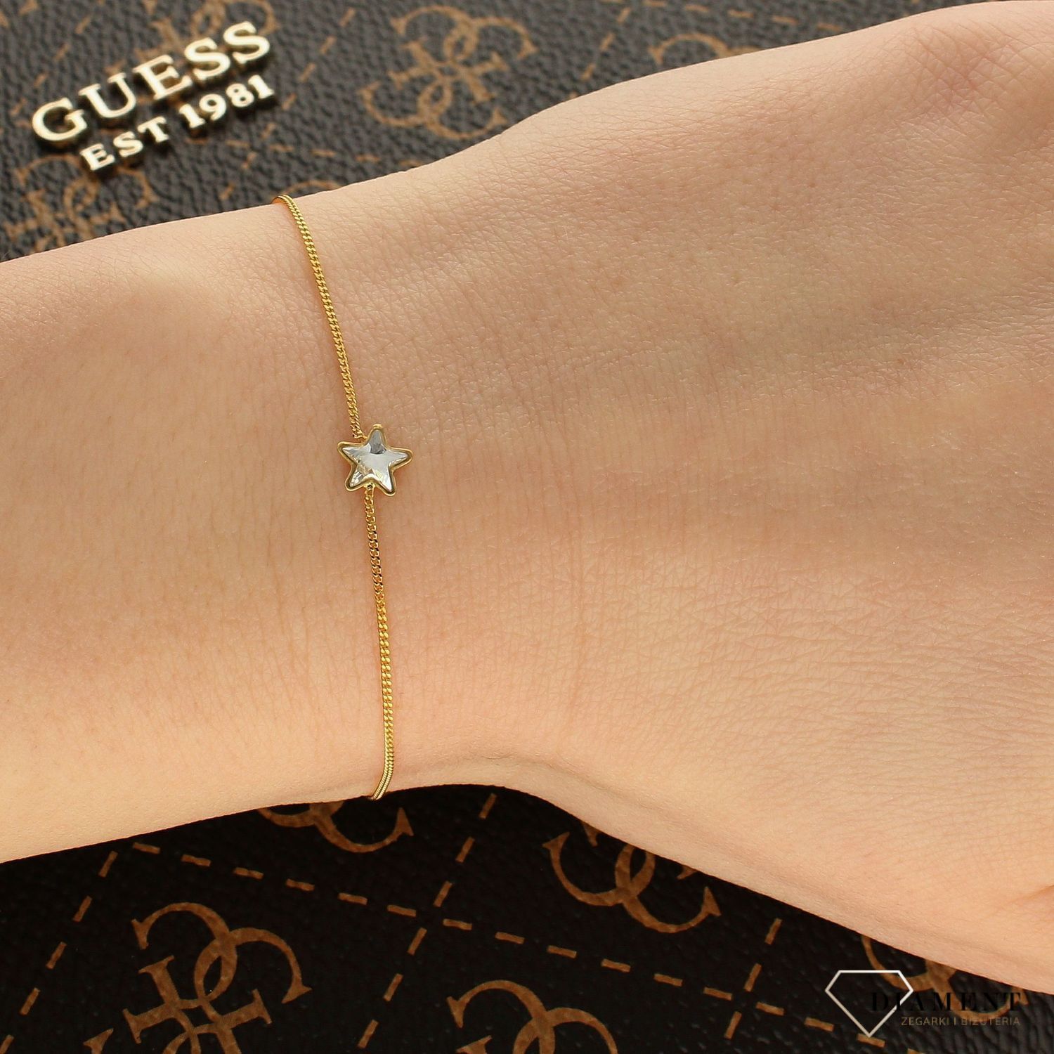 Srebrna bransoletka Pozłacana Gwiazdka Swarovski Crystals 925 BG28165C-L.jpeg