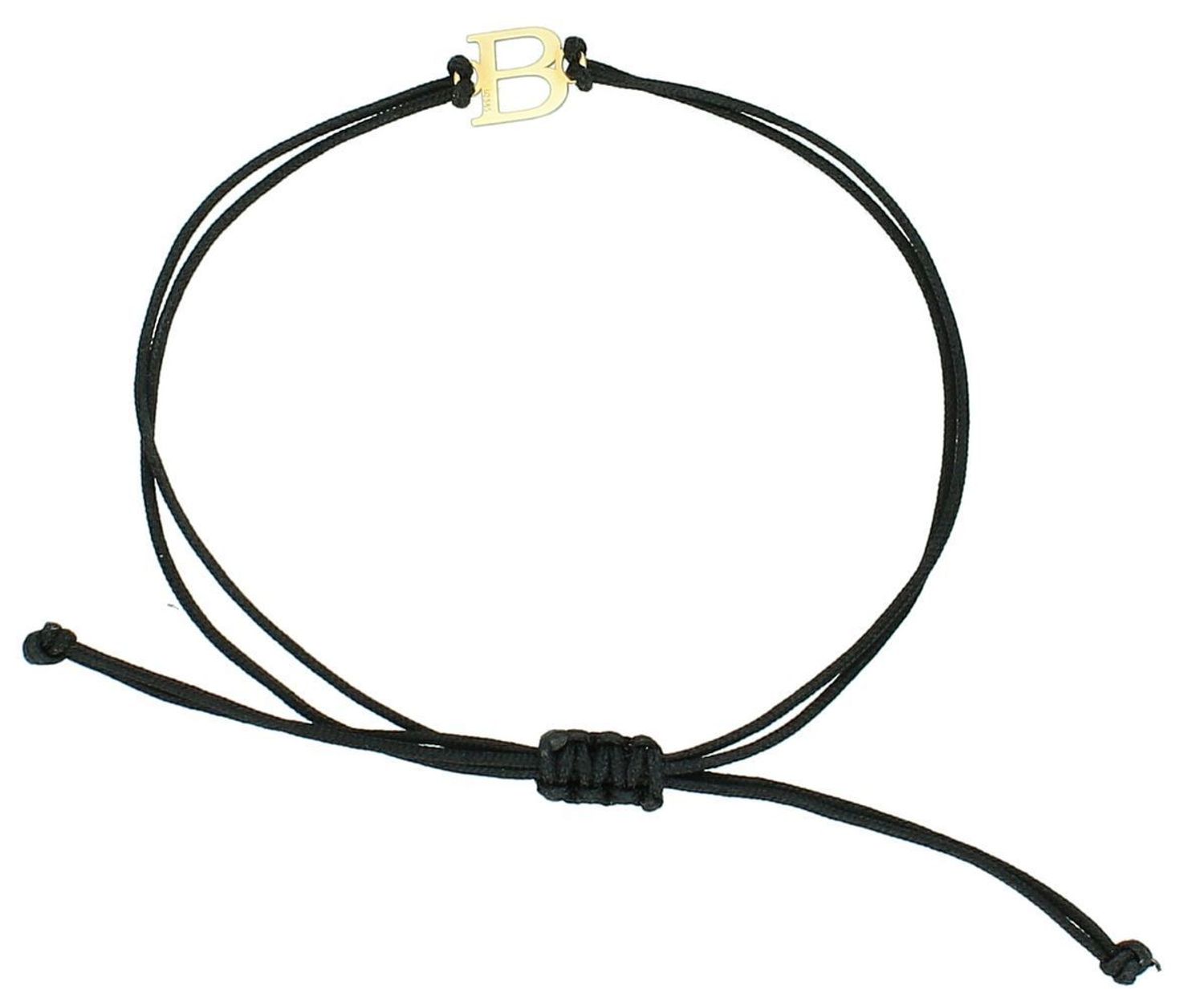 Złota bransoletka na czarnym sznureczku literka B  BG3131v26  Piękna bransoletka marki Diament, wykonana z bawełnianego sznurka oraz złota próby 585.1.jpg