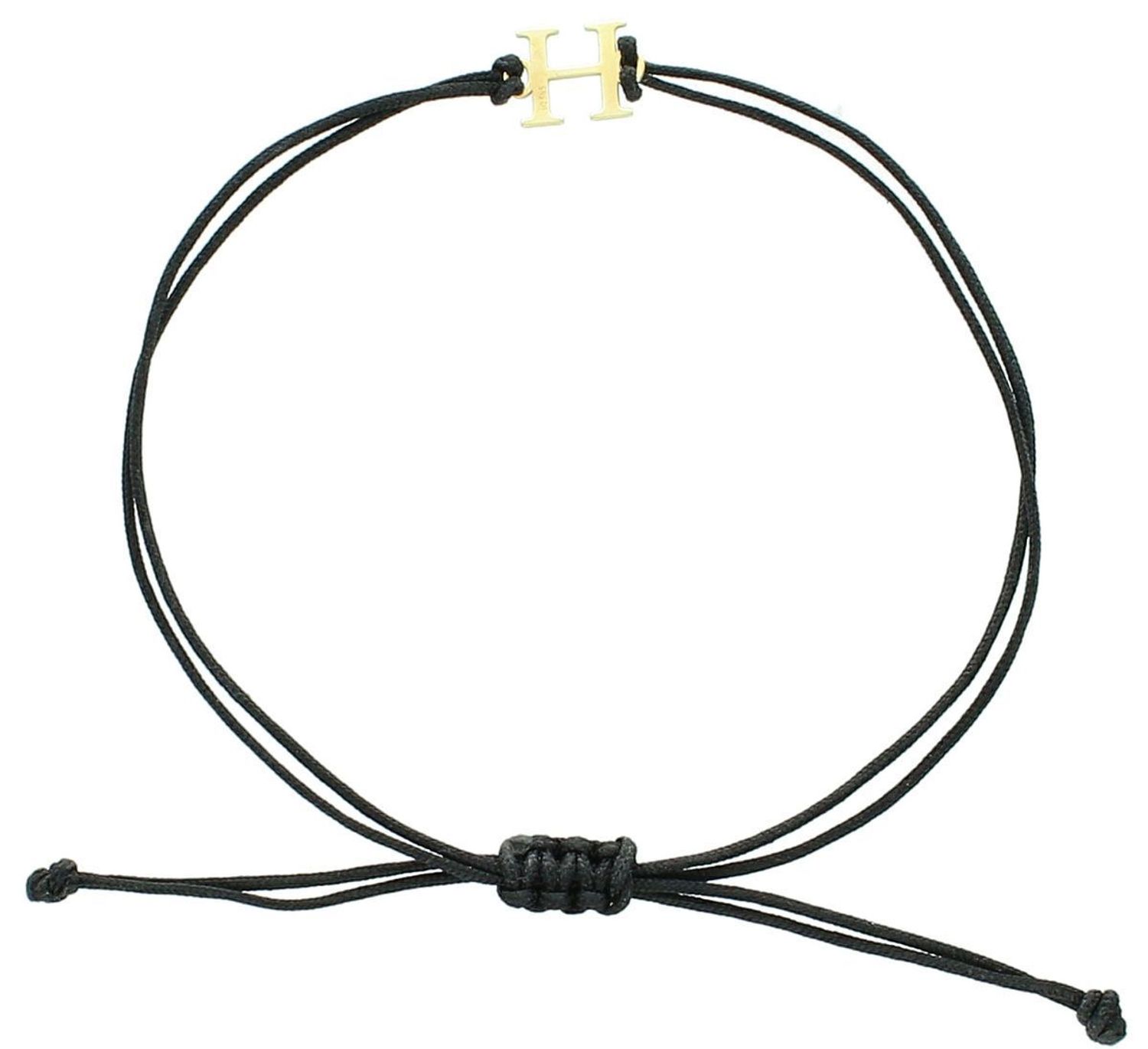Złota bransoletka na czarnym sznureczku literka H  BG3131v30 Piękna bransoletka marki Diament, wykonana z bawełnianego sznurka oraz złota próby 585.1.jpg