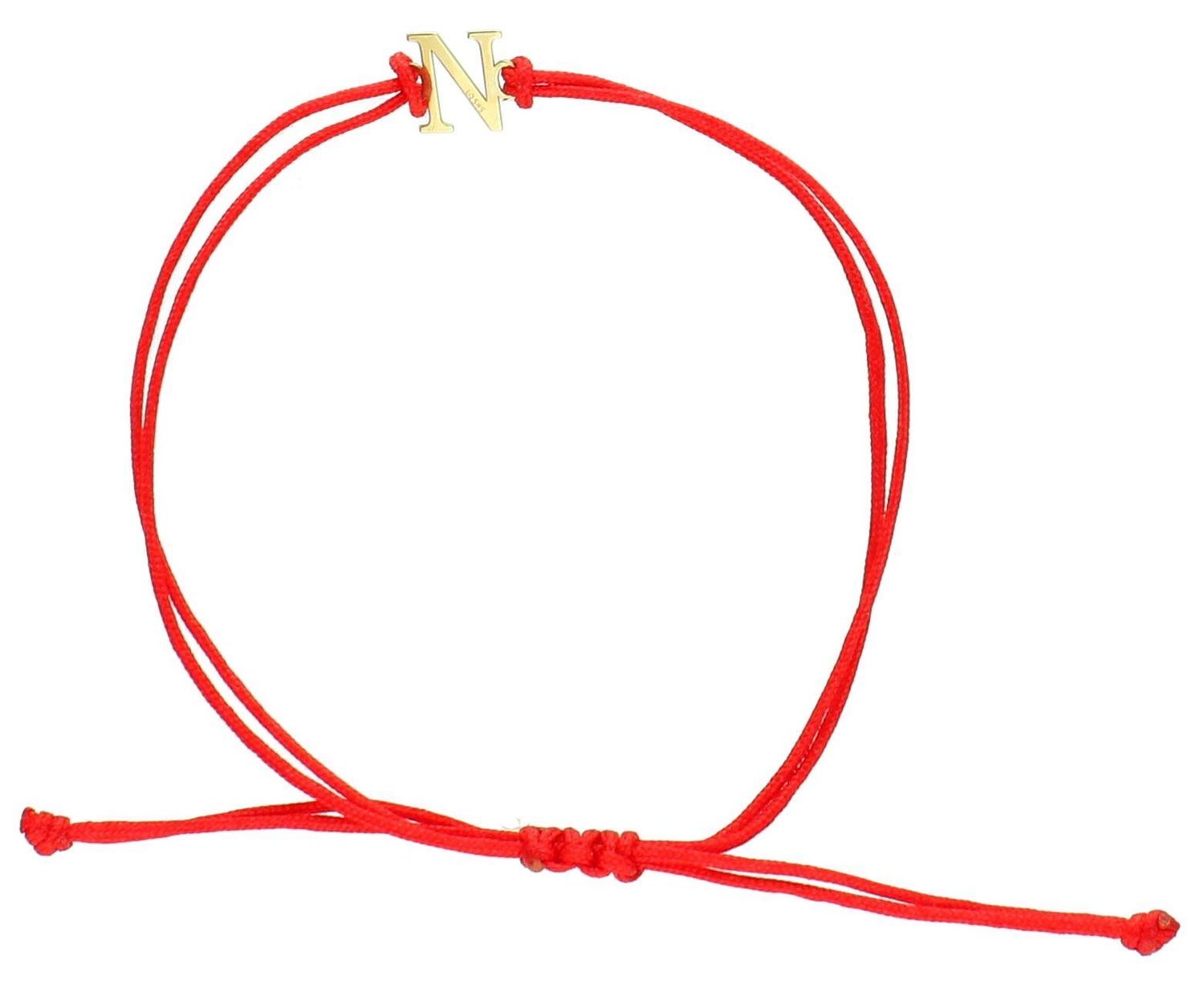 Złota bransoletka damska litera N czerwony sznurek próba 585 BG3131v40. Złota bransoletka z literką z 14- karatowego złota to doskonały pomysł na prezent . Delikatna bransoletka na 2.jpg