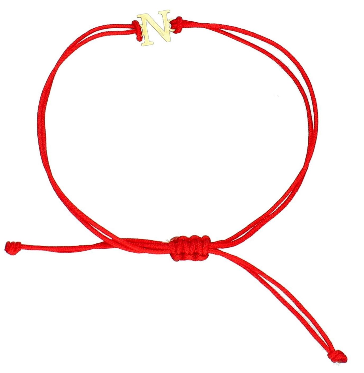 Złota bransoletka damska litera N czerwony sznurek próba 585 BG3131v40. Złota bransoletka z literką z 14- karatowego złota to doskonały pomysł na prezent . Delikatna bransoletka na 2.jpg
