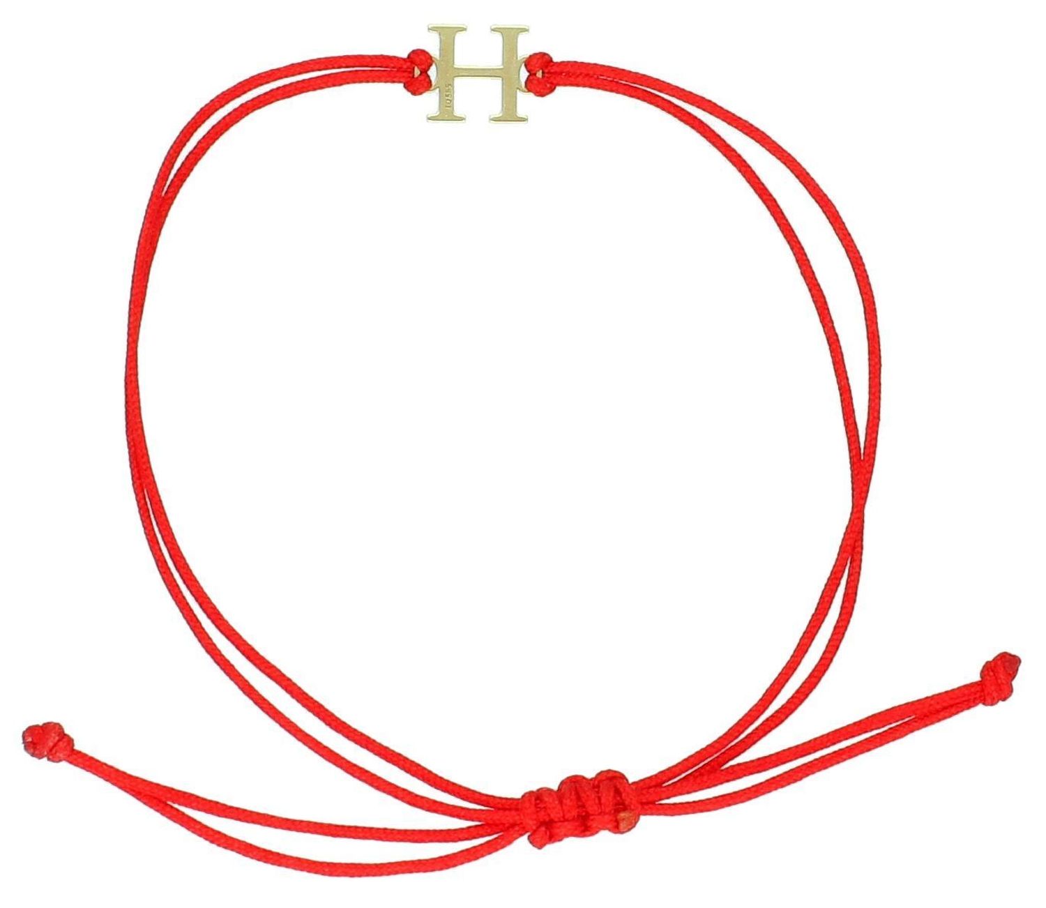 Złota bransoletka damska litera H czerwony sznurek próba 585 - BG3131v41.  Złota bransoletka z literką z 14- karatowego złota to doskonały pomysł na prezent . Delikatna bransoletka na 1.jpg