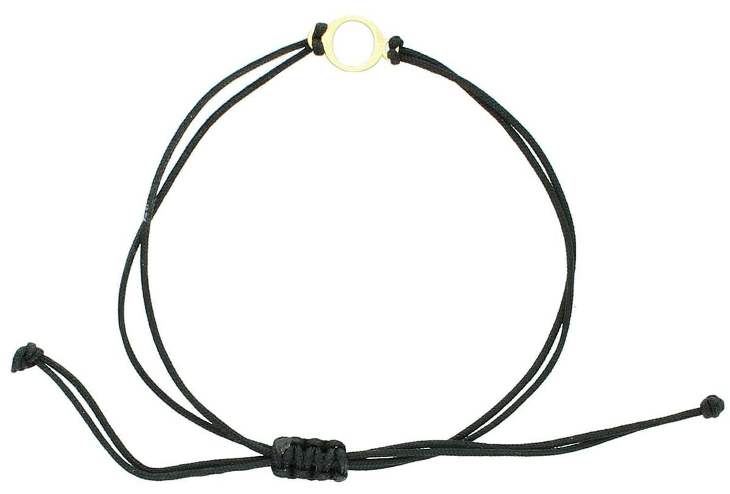 Złota bransoletka na czarnym sznureczku literka O  BG3131v62 Piękna bransoletka marki Diament, wykonana z bawełnianego sznurka oraz złota próby 585. Wyjątkowa zawieszka w kształcie 1.jpg