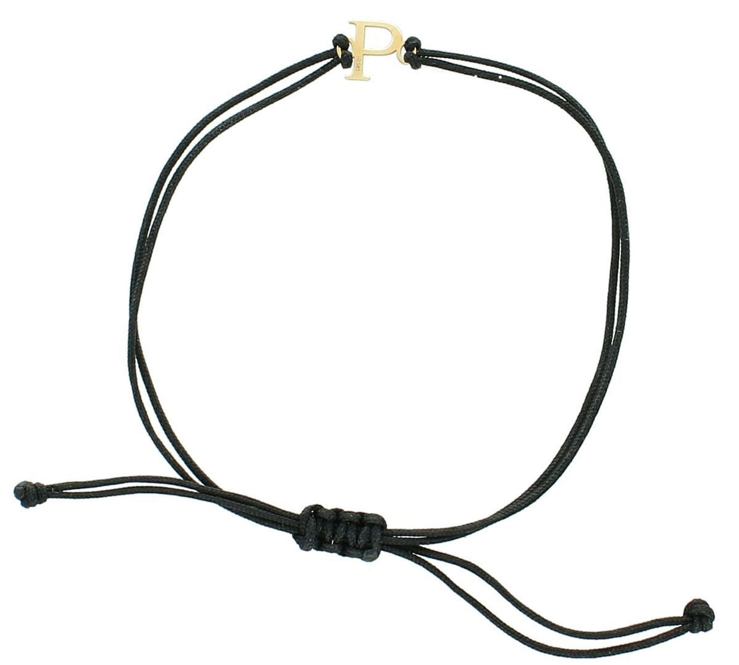 Złota bransoletka na czarnym sznureczku literka P  BG3131v64  Piękna bransoletka marki Diament, wykonana z bawełnianego sznurka oraz złota próby 585. Wyjątkowa zawieszka w kształcie 1.jpg