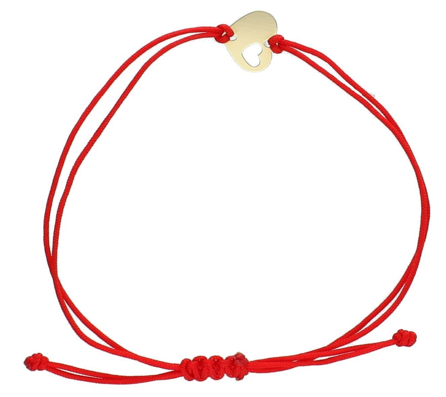 Bransoletka damska na sznureczku serduszko pr 585, BG3132v39. Bransoleta złota z czerwonym sznurkiem, ozdobiona sercem to bardzo modny, nowoczesny akcent dla kobiet lubiących1.jpg