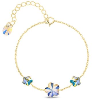Srebrna Pozłacana Bransoletka BG47443ABAB z Kryształami Swarovski Trzy Kwiatki.jpg