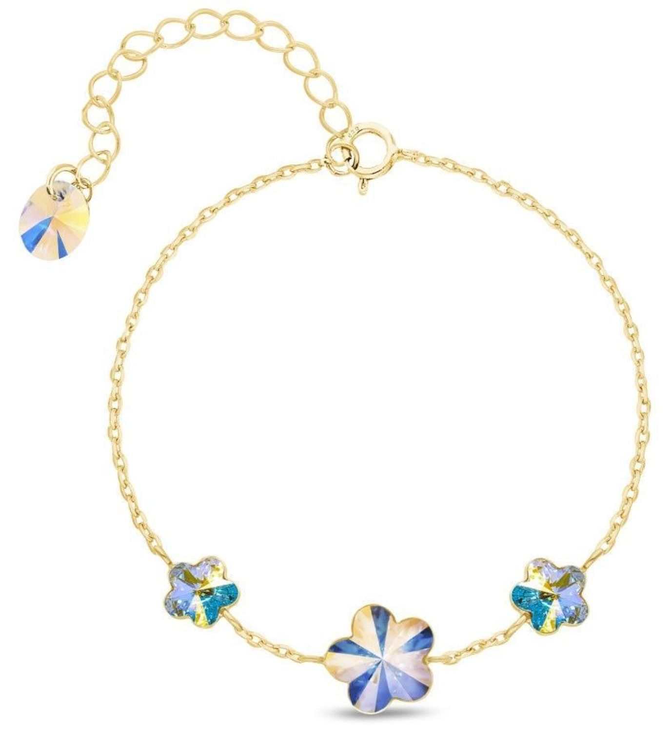 Srebrna Pozłacana Bransoletka BG47443ABAB z Kryształami Swarovski Trzy Kwiatki.jpg