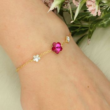 Bransoletka srebrna pozłacana 925 kryształy Fuchsia Crystal fashion.jpg