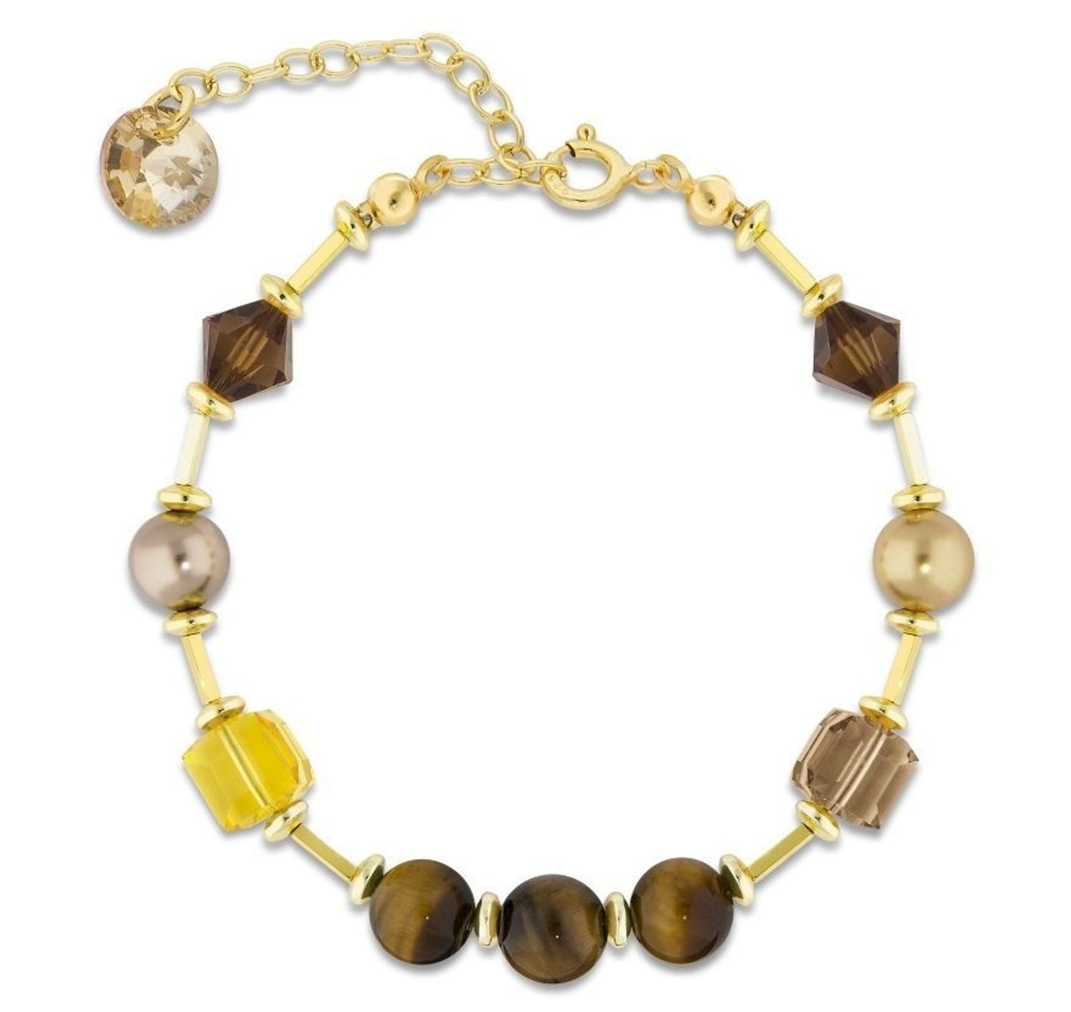 Srebrna bransoletka damska Swarovski z kryształkami, perłą i kamieniami naturalnymi BG56018TOLCT. Bransoletka z kryształkami Swarovskiego. Bransoletka z perłami. Bransoletka z kamieniami tygrysie oko, hematyt. Bran.jpg