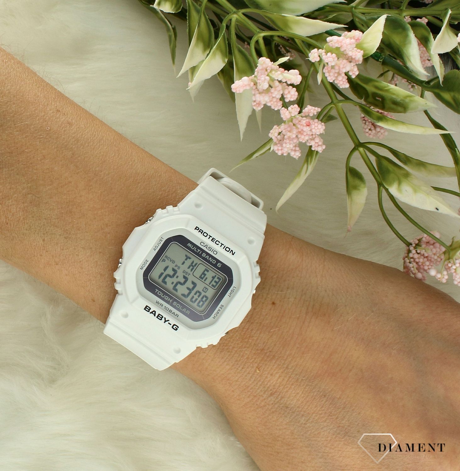 Biały zegarek Casio Baby-G solarny BGD-5650-7ER Zegarek sportowy Casio Baby-G. Zegarek solarny Casio Baby-G biały. Biały zegarek elektroniczny dla kobiety lub dziecka. Zegarek damski sportowy Casio. Zegarek na prezent Casio Baby-G (3).jpg