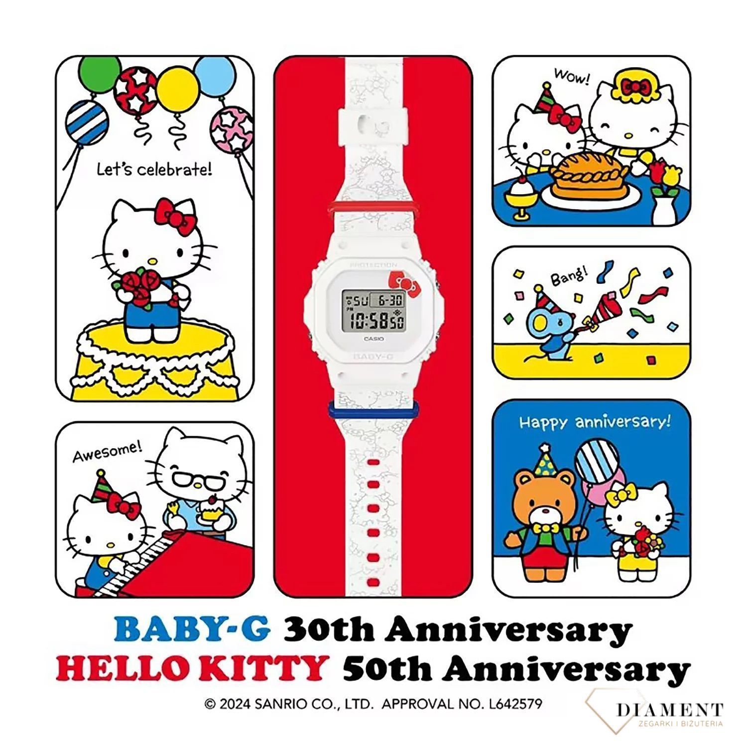 Zegarek Casio Baby-G 30th & HELLO KITTY 50th Anniversaries BGD-565KT-7ER. Zegarek Hello Kitty x Casio G-shock. Zegarek dla dziecka na komunię. Dziewczęcy zegarek na komunię..jpg