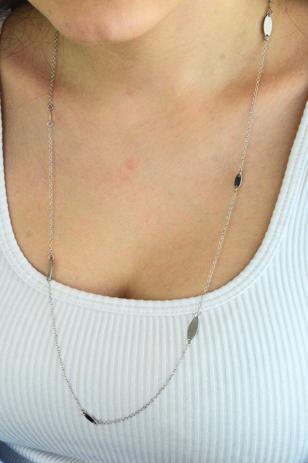 Srebrny łańcuszek minimalistyczny 80 cm z blaszkami - BGNZ005280 Ag.jpg