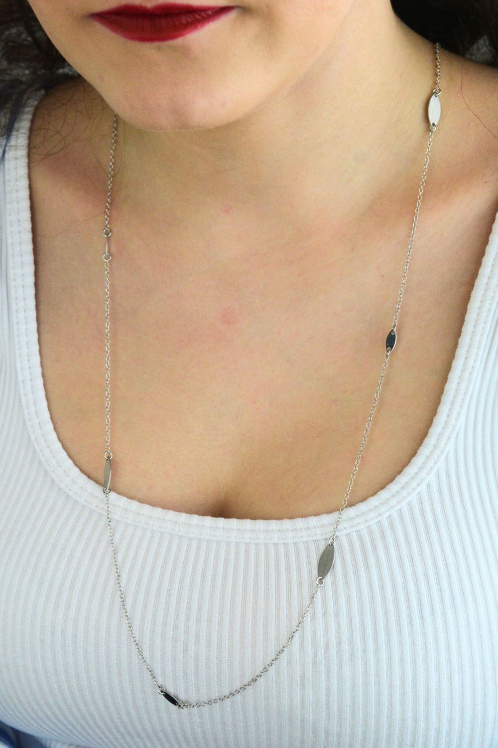 Srebrny łańcuszek minimalistyczny 80 cm z blaszkami - BGNZ005280 Ag.jpg