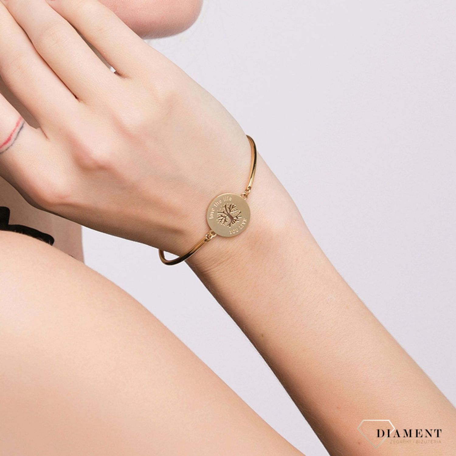 Bransoletka damska stalowa pozłacana Brosway Chakra 'drzewo życia' BHK30.jpg