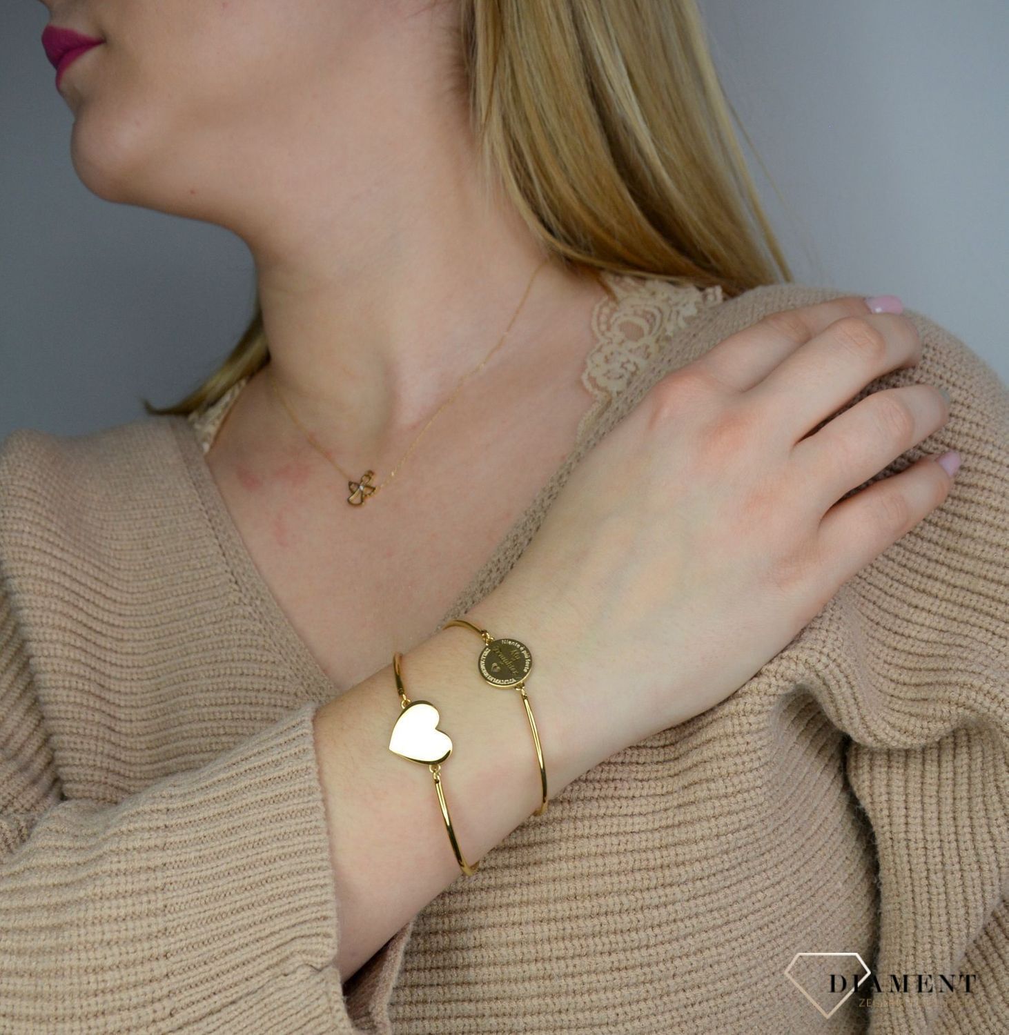 Bransoletka damska stalowa pozłacana Brosway Chakra gładkie serce BHK304.jpg