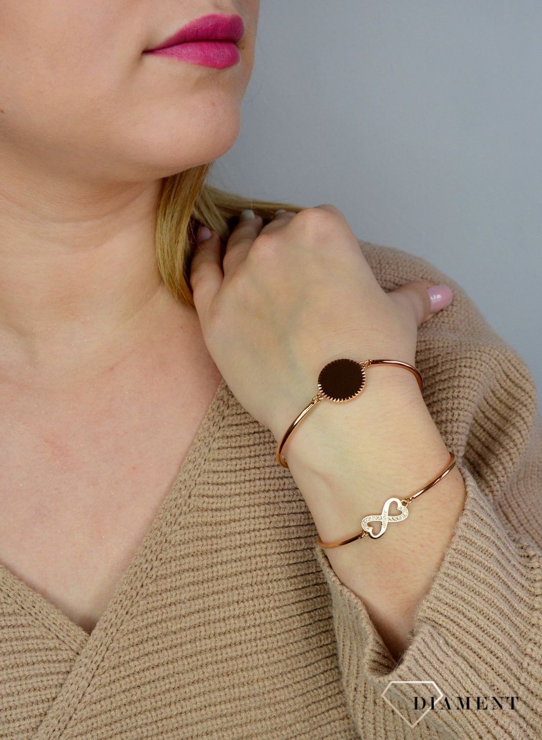 Bransoletka damska stalowa pozłacana Brosway Chakra 'nieskończoność' Swarovski.jpg