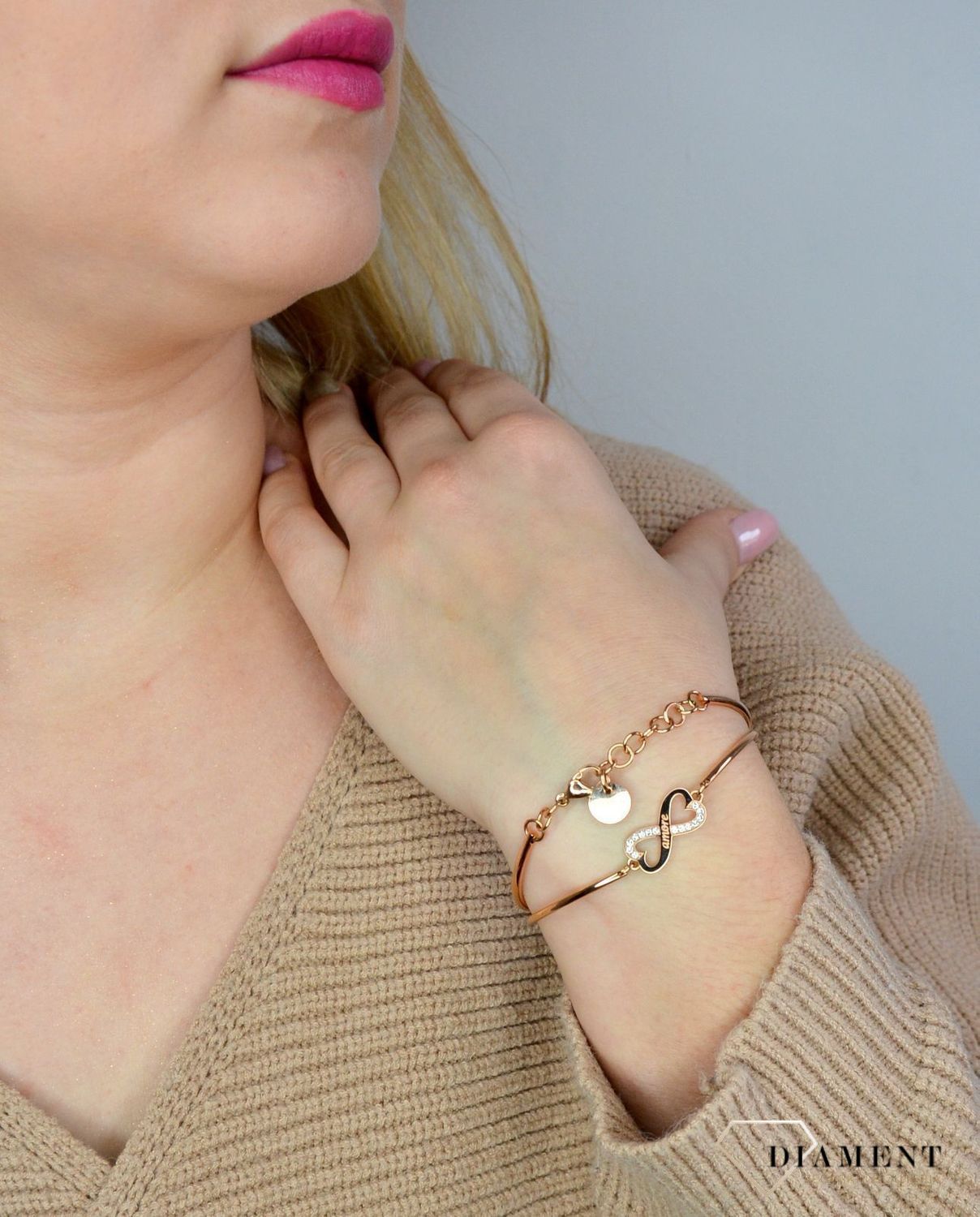 Bransoletka damska stalowa pozłacana Brosway Chakra 'nieskończoność' Swarovski.jpg