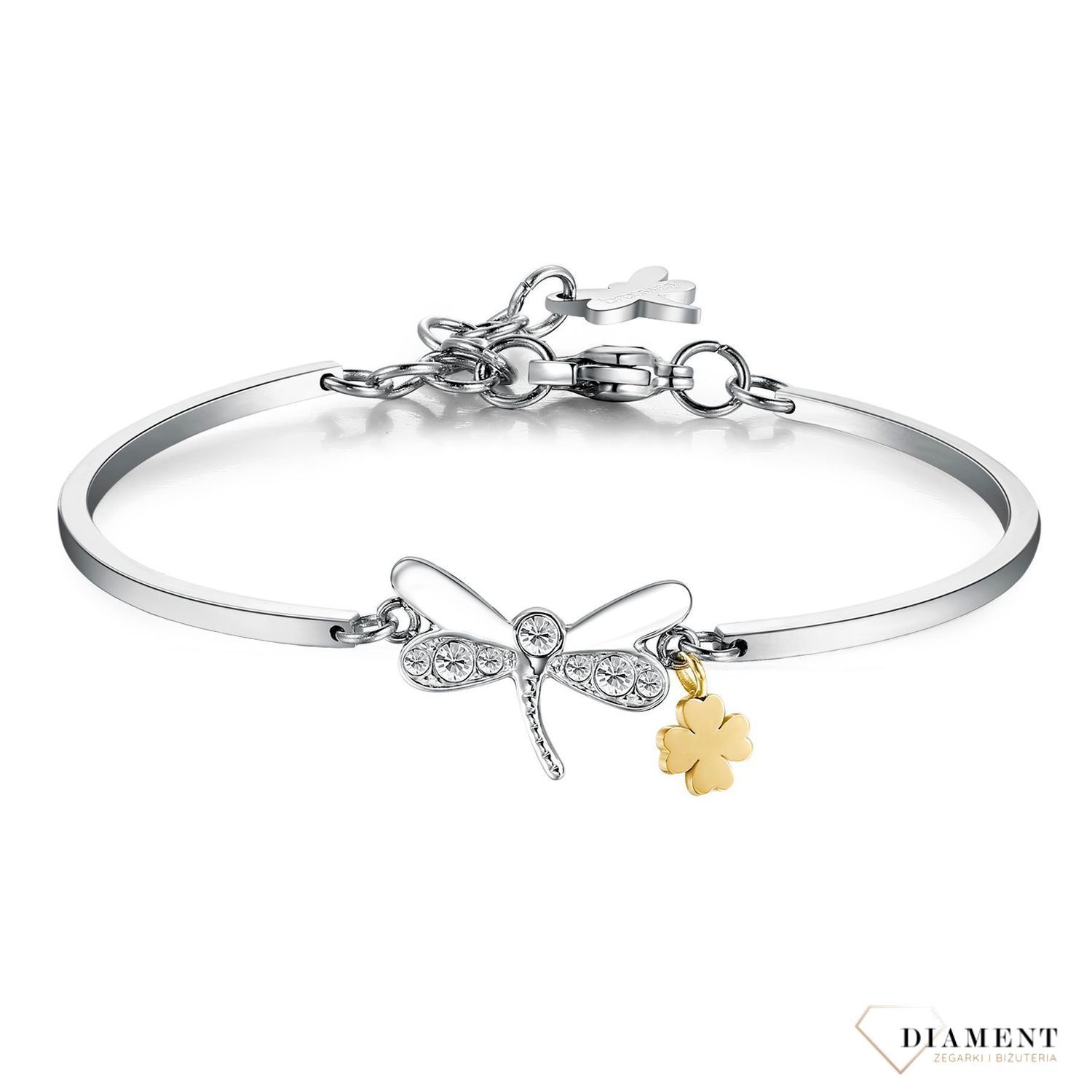 Bransoletka damska stalowa Brosway Chakra 'ważka z koniczynką' BHK406.jpg