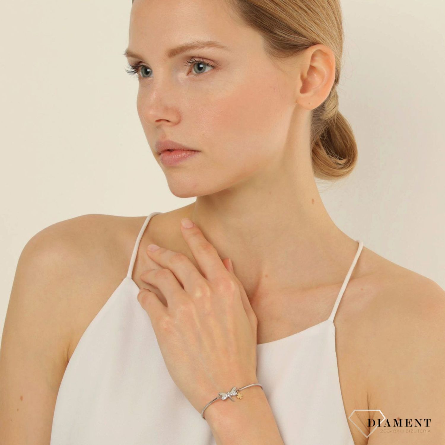 Bransoletka damska stalowa Brosway Chakra 'ważka z koniczynką' BHK406.jpg