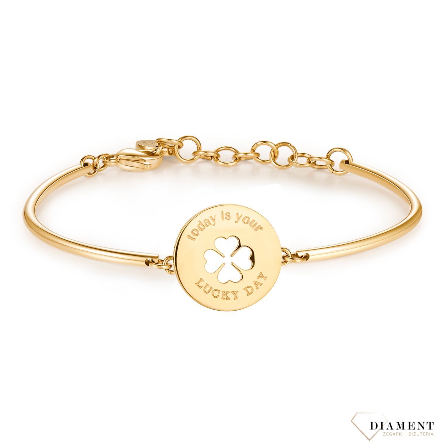 Bransoletka damska stalowa pozłacana Brosway Chakra 'czterolistna koniczynka' BHK48.jpg