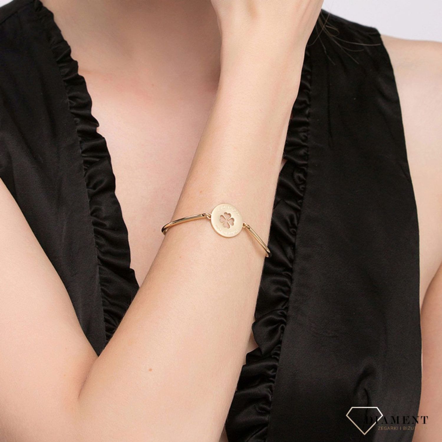 Bransoletka damska stalowa pozłacana Brosway Chakra 'czterolistna koniczynka' BHK48.jpg