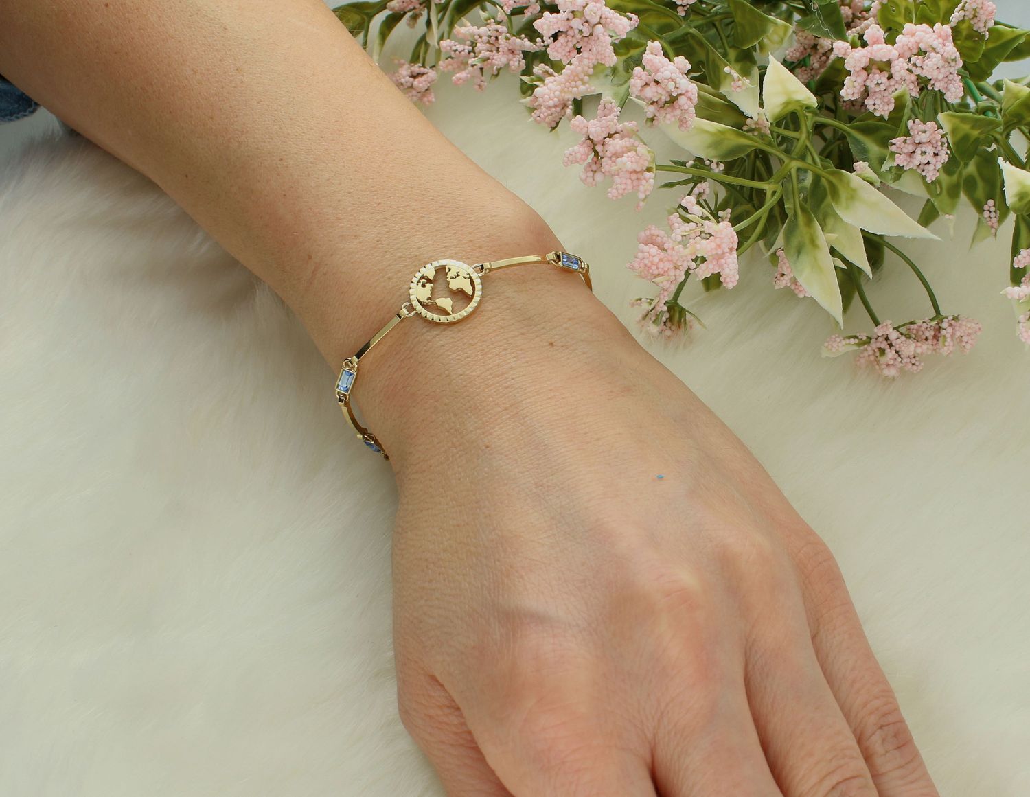 Bransoletka stalowa pozłacana z mapą świata Brosway Chakra BHKB018.jpg