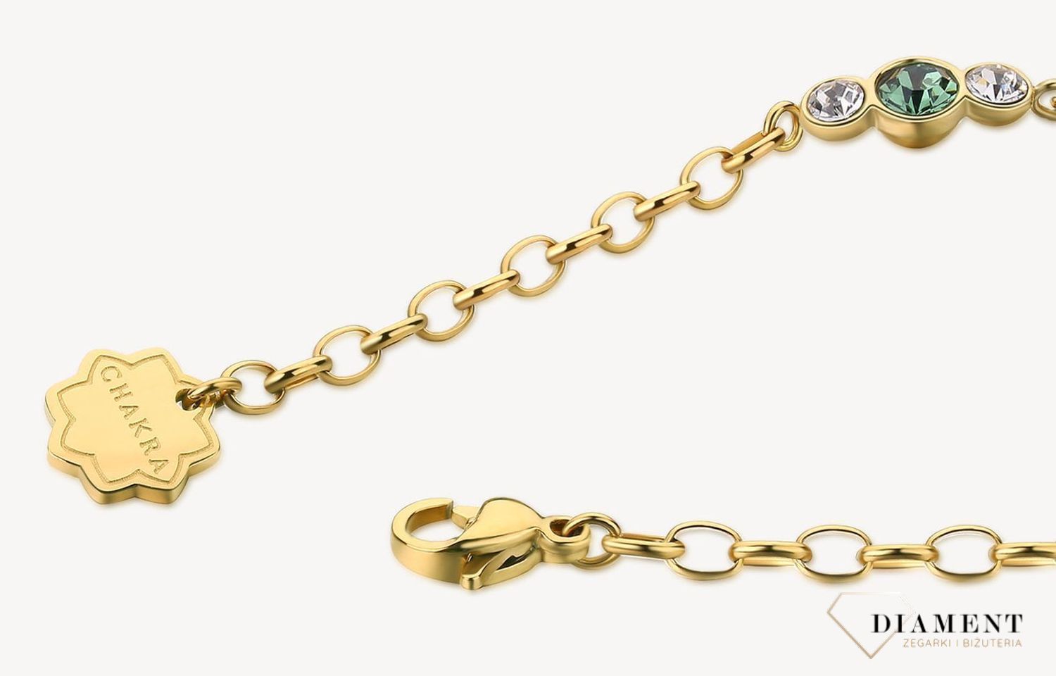 Bransoletka damska stalowa BROSWAY ''Chakra Mistyczna'' BHKB111 💎 Bransoletka wykonana ze stali w kolorze złotym 💎 Stalowa pojedyncza  bransoletka z łapaczem snów, przezroczystymi kryształami i kolorem erynitu. 💎 (4).jpg