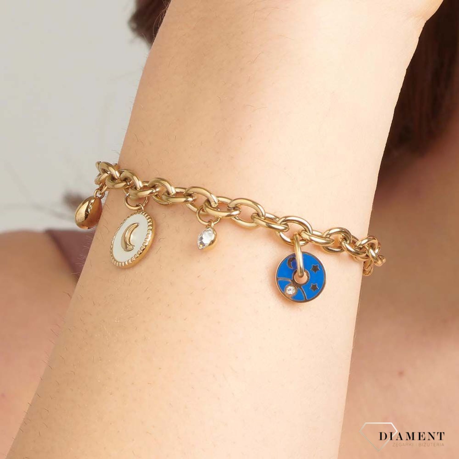 Bransoletka damska stalowa BROSWAY'' Chakra Mistyczna'' BHKB128 💎 Bransoletka wykonana ze stali w kolorze złotym 💎 Stalowa bransoletka z pojedynczymi elementami zdobnymi. 💎 (9).jpg