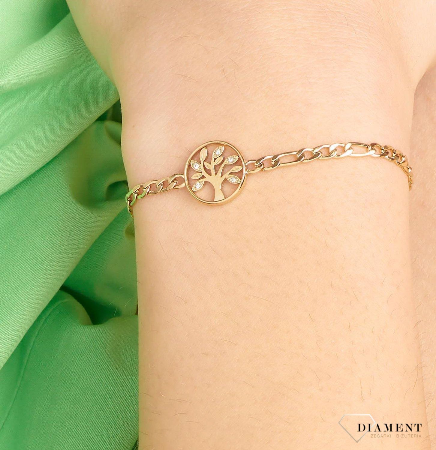 Bransoletka damska stalowa BROSWAY '' Chakra Drzewo Życia'' BHKB144 💎 Bransoletka wykonana ze stali w kolorze złotym 💎 Bransoletka z zawieszką w kształcie drzewa życia i kryształami. 💎 (2).jpg