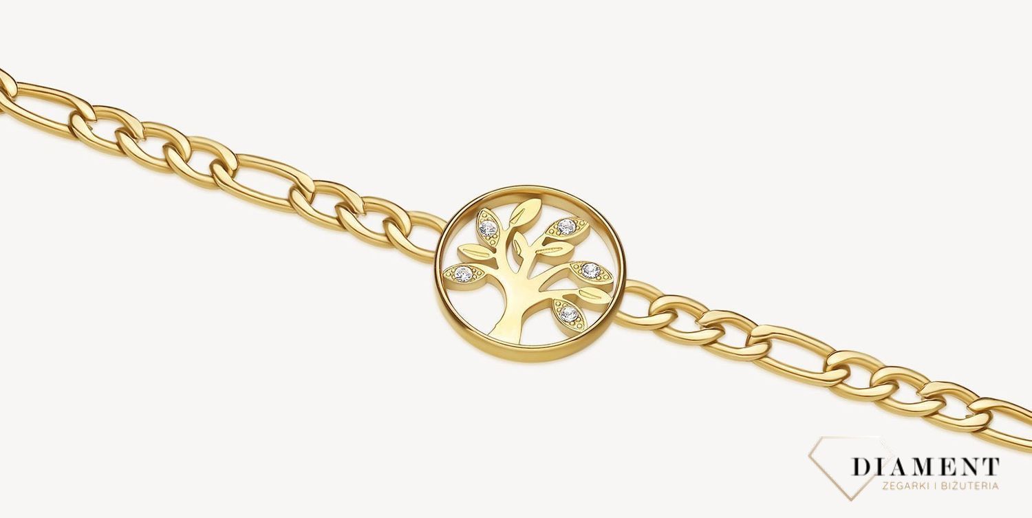 Bransoletka damska stalowa BROSWAY '' Chakra Drzewo Życia'' BHKB144 💎 Bransoletka wykonana ze stali w kolorze złotym 💎 Bransoletka z zawieszką w kształcie drzewa życia i kryształami. 💎 (2).jpg