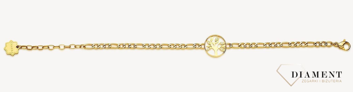 Bransoletka damska stalowa BROSWAY '' Chakra Drzewo Życia'' BHKB144 💎 Bransoletka wykonana ze stali w kolorze złotym 💎 Bransoletka z zawieszką w kształcie drzewa życia i kryształami. 💎 (2).jpg