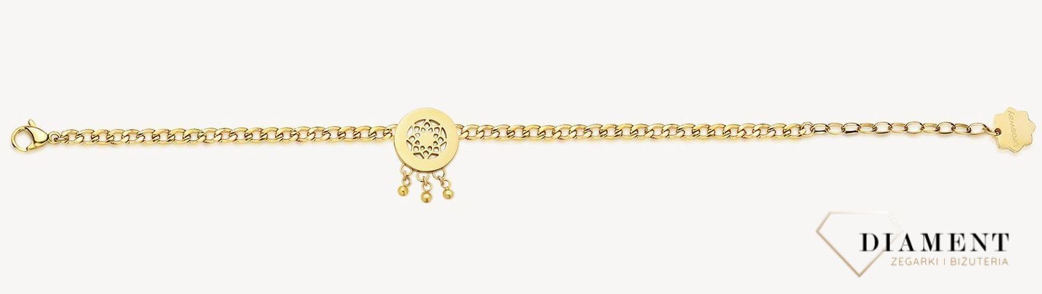 Bransoletka damska stalowa BROSWAY '' Chakra Łapacz Snów''  BHKB146 💎 Bransoletka wykonana ze stali w kolorze złotym 💎 Bransoletka z zawieszką w kształcie łapacza snów i kryształkami. 💎.jpg