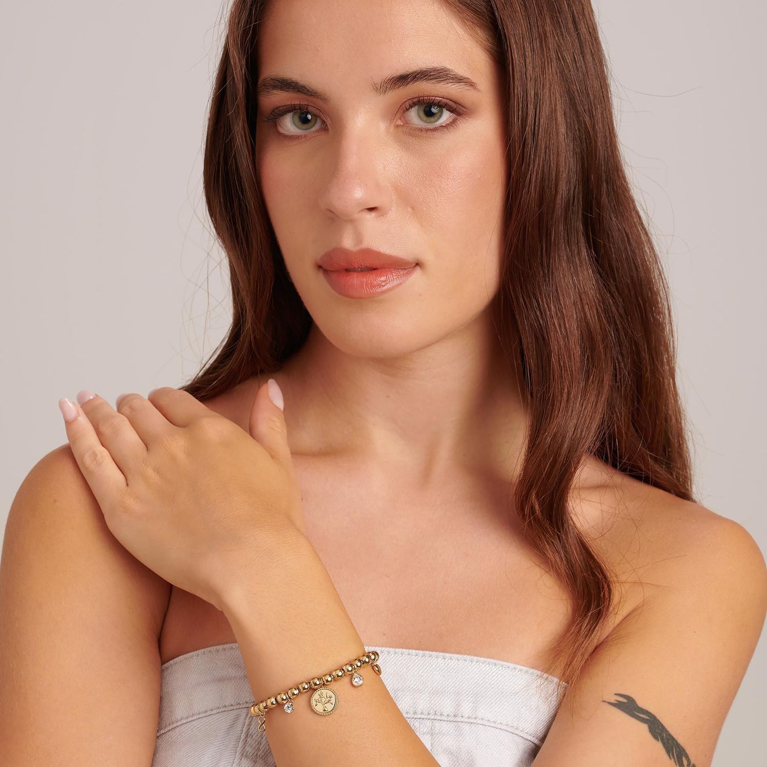 Bransoletka damska stalowa pozłacana Brosway Chakra z drzewkiem życia BHKB160.jpg