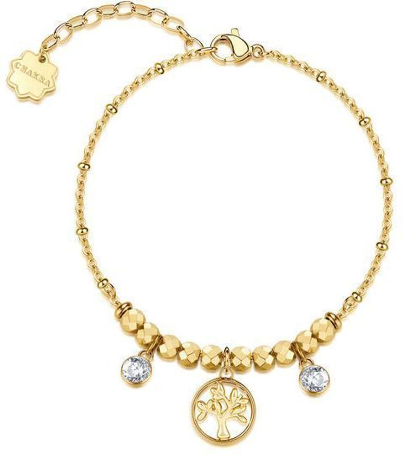 Bransoletka Brosway BHKB270 z kolekcji Chakra – stal chirurgiczna 316L, złoty PVD, drzewo życia i białe kryształy. Długość 19 cm. Idealna na prezent.1.jpg