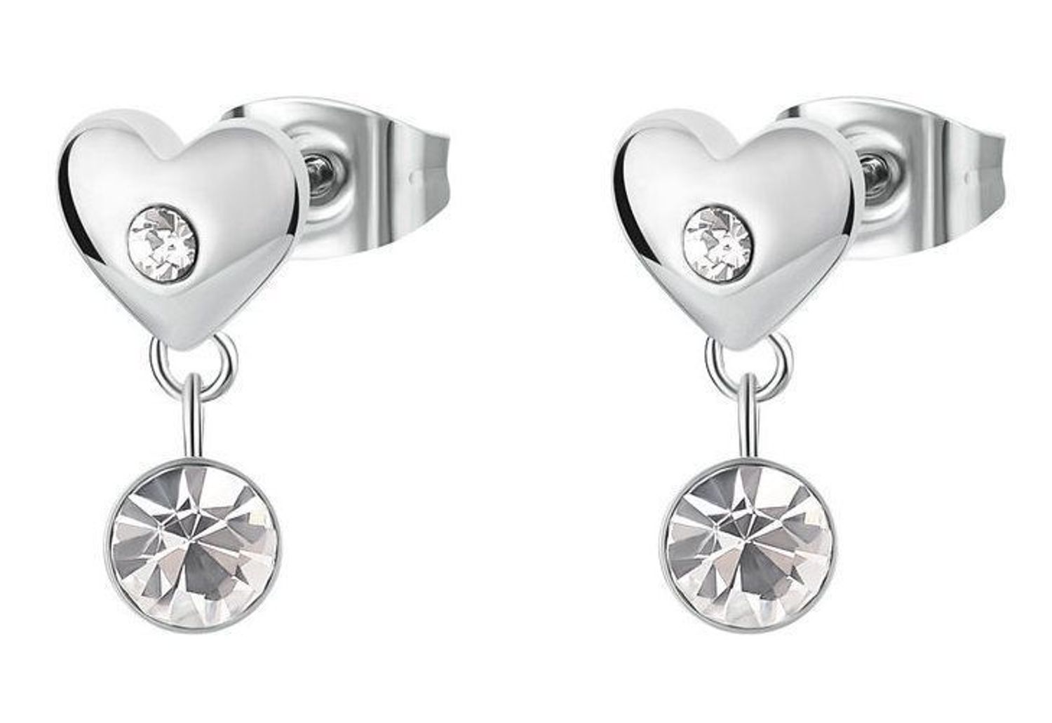 Kolczyki stalowe serca wkrętki z wiszącą cyrkonią Brosway Chakra BHKE176..jpg
