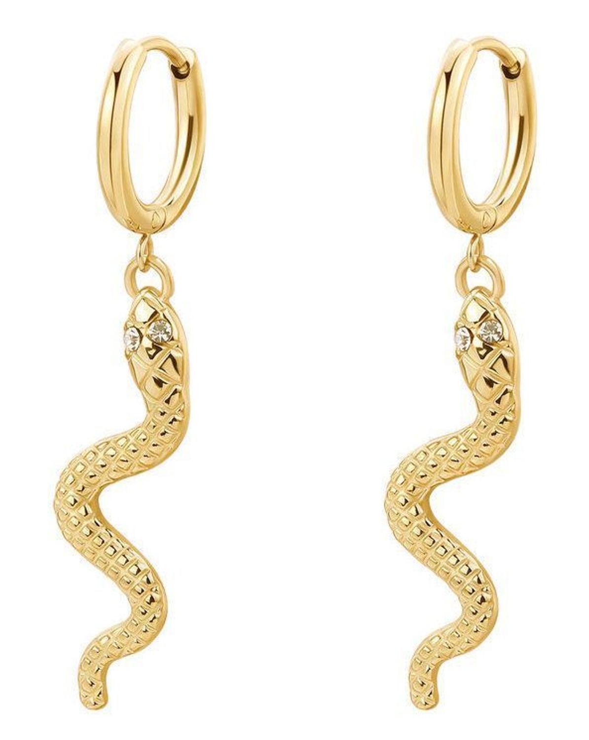 Kolczyki stalowe koła pozłacane wiszące węże Brosway Chakra BHKE193..jpg