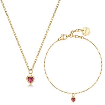 Komplet biżuterii Brosway – naszyjnik i bransoletka z sercem i czerwonym kryształkiem .jpg