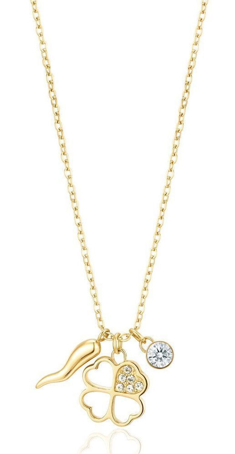 Naszyjnik stalowy pozłacany z Koniczynką i Papryczką Brosway Chakra BHKN054..jpg