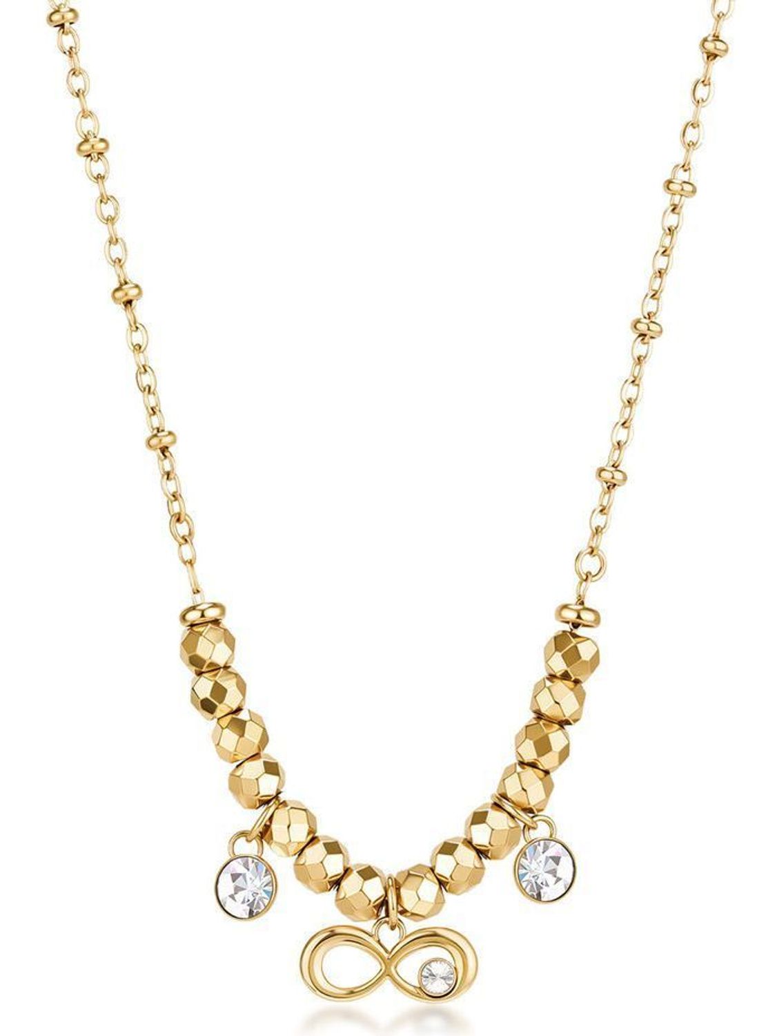 Naszyjnik Brosway złocony z symbolem nieskończoności i białymi kryształami  Biżuteria stalowa 316L (1).jpg