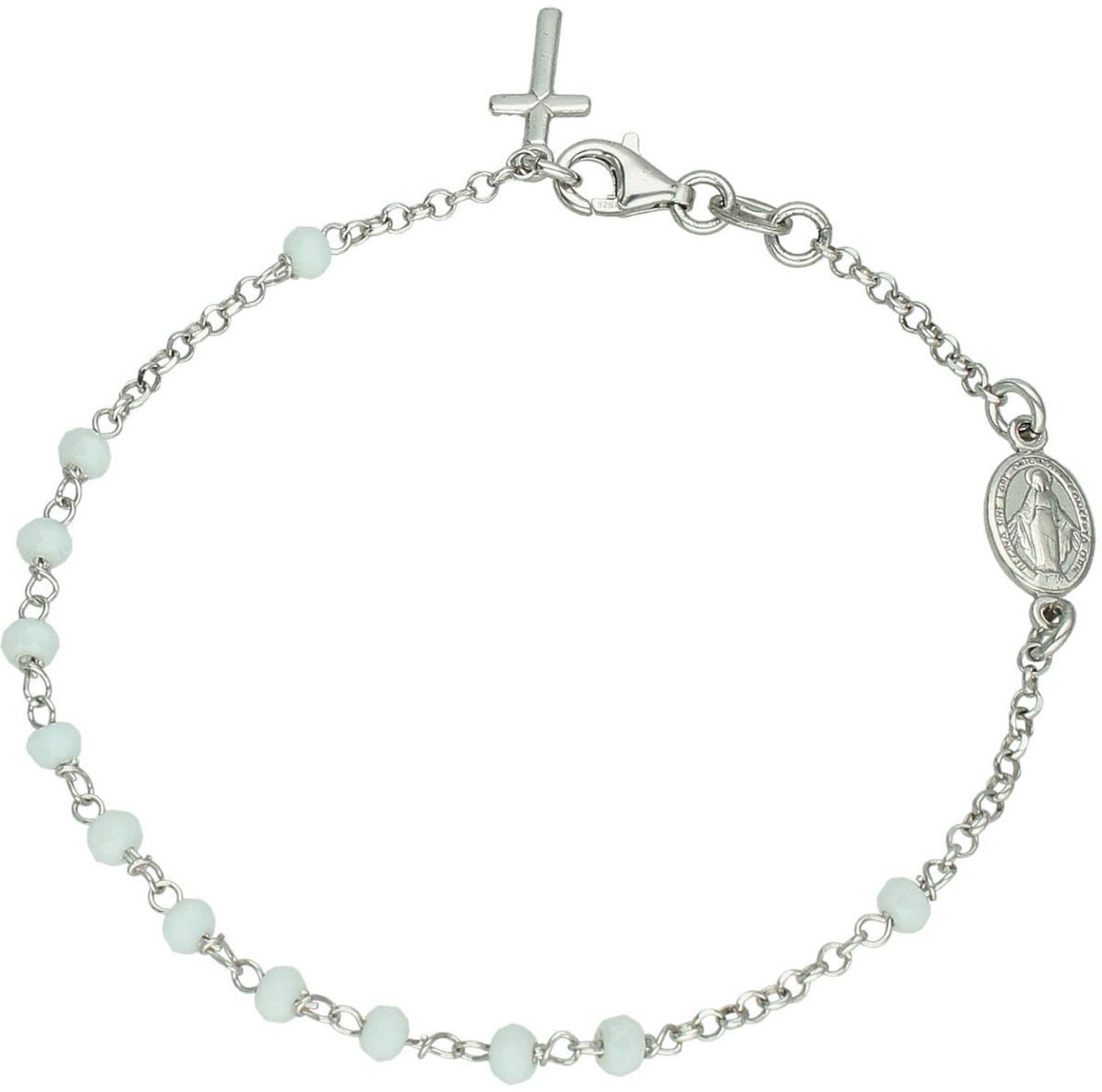 Bransoletka różaniec ze srebra 925 z białymi koralikami BKB000000--146 różaniec.jpg