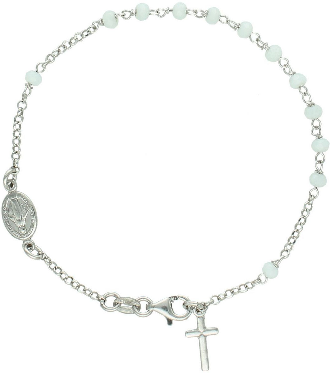 Bransoletka różaniec ze srebra 925 z białymi koralikami BKB000000--146 różaniec.jpg