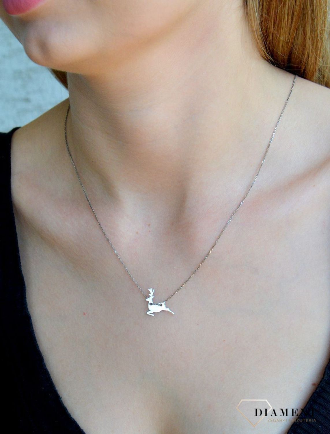Srebrny naszyjnik celebrytka damskie 925 renifer BKN000000-280. Srebrny naszyjnik damski. Naszyjnik srebrny celebrytka. Srebrna celebrytka damska z zawieszkami. Srebrny naszyjnik celebrytka damska na prezent (3).jpg
