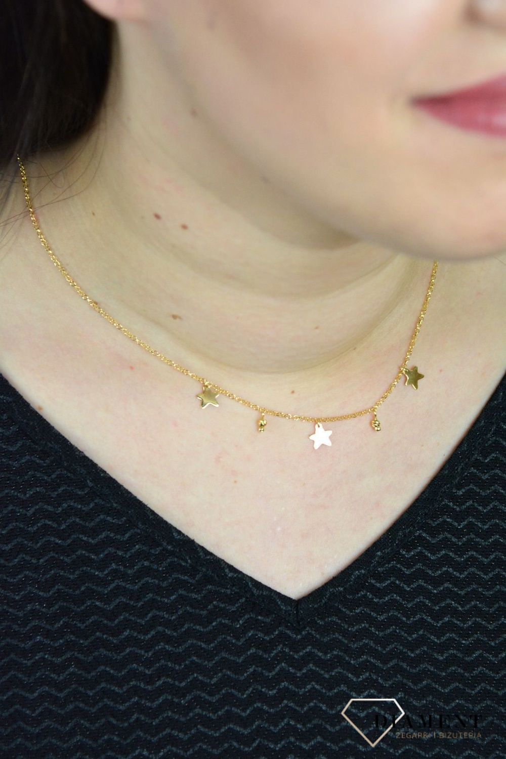 Srebrny naszyjnik celebrytka pozłacana gwiazdki BKN000000-291.jpg