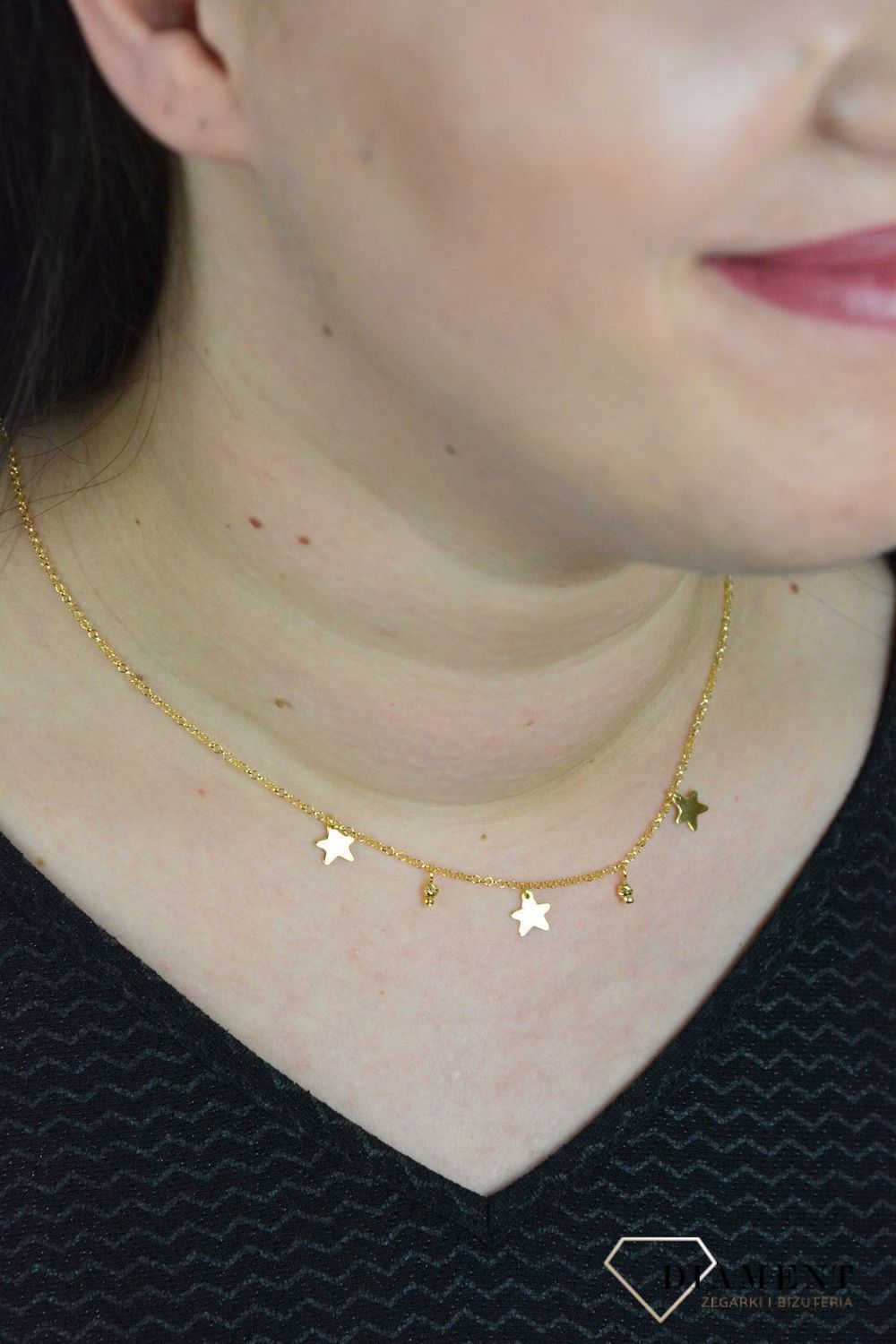 Srebrny naszyjnik celebrytka pozłacana gwiazdki BKN000000-291.jpg