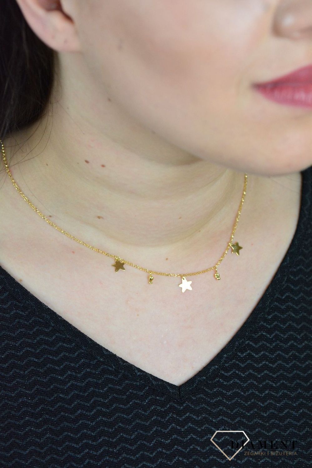Srebrny naszyjnik celebrytka pozłacana gwiazdki BKN000000-291.jpg