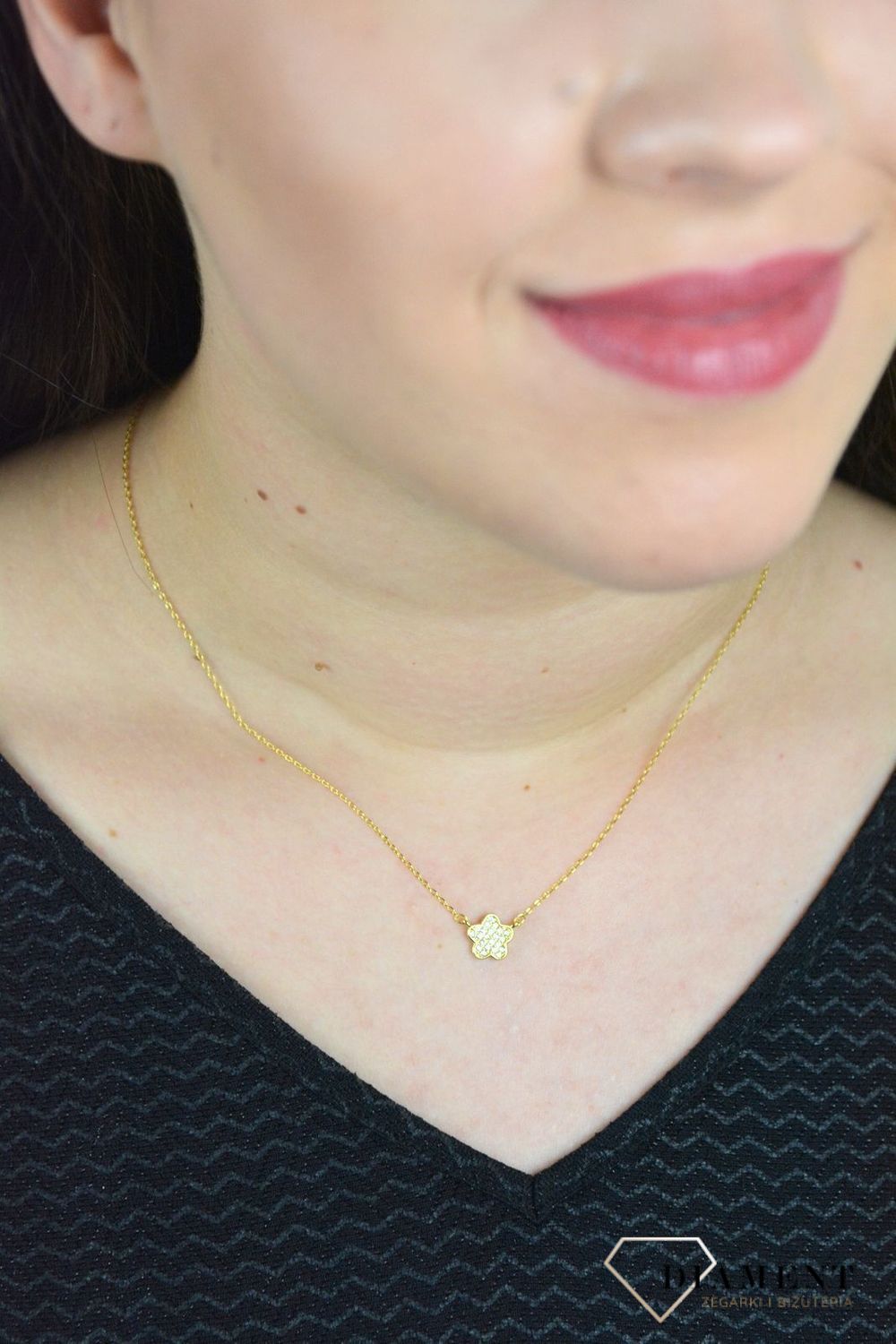 Srebrny naszyjnik celebrytka kwiatek BKN000000-323.jpg