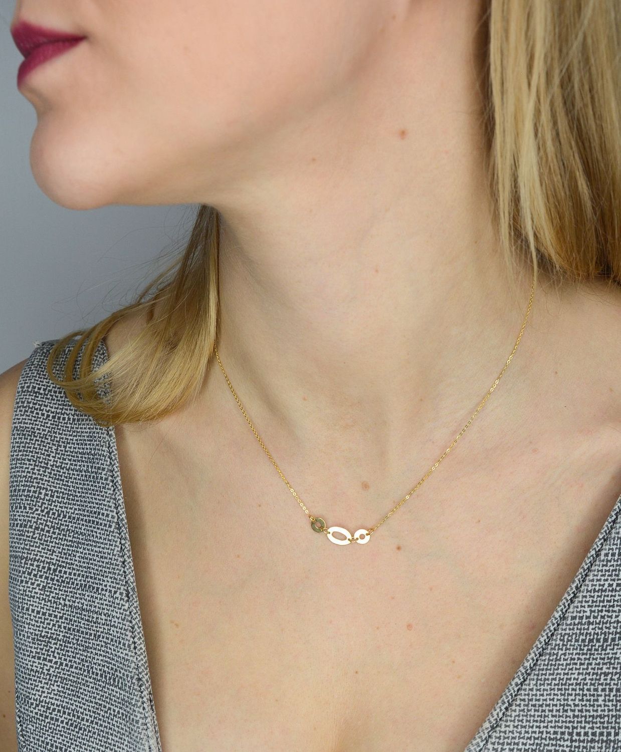 Złoty naszyjnik celebrytka 585 trzy kółka BKN000000-348.jpg