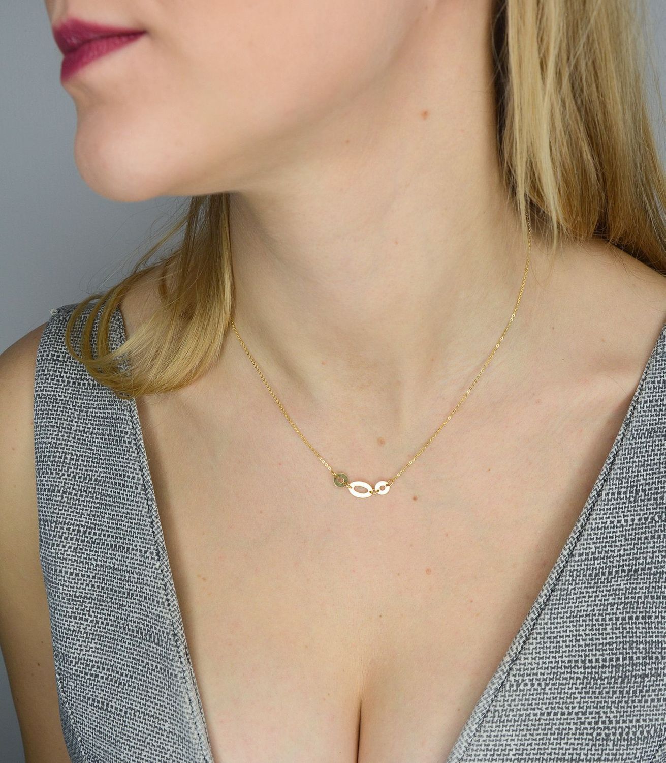 Złoty naszyjnik celebrytka 585 trzy kółka BKN000000-348.jpg